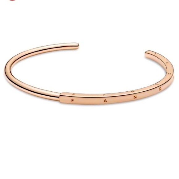 Pandora Signature I-D Rose Gold Plated Silver Bangle - Picture 5 of 9